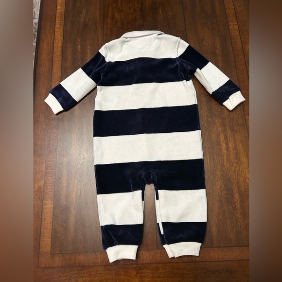 Ralph Lauren Navy and White Striped Kids Footie - Picture 2 of 3